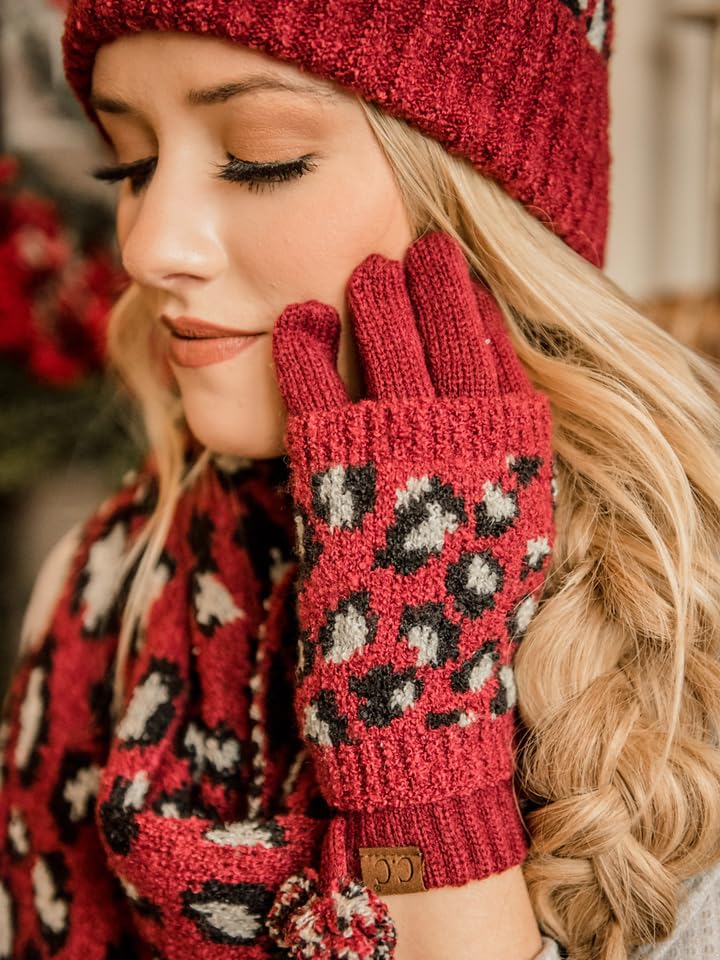 Leopard Print Pom Gloves by Funky Junque