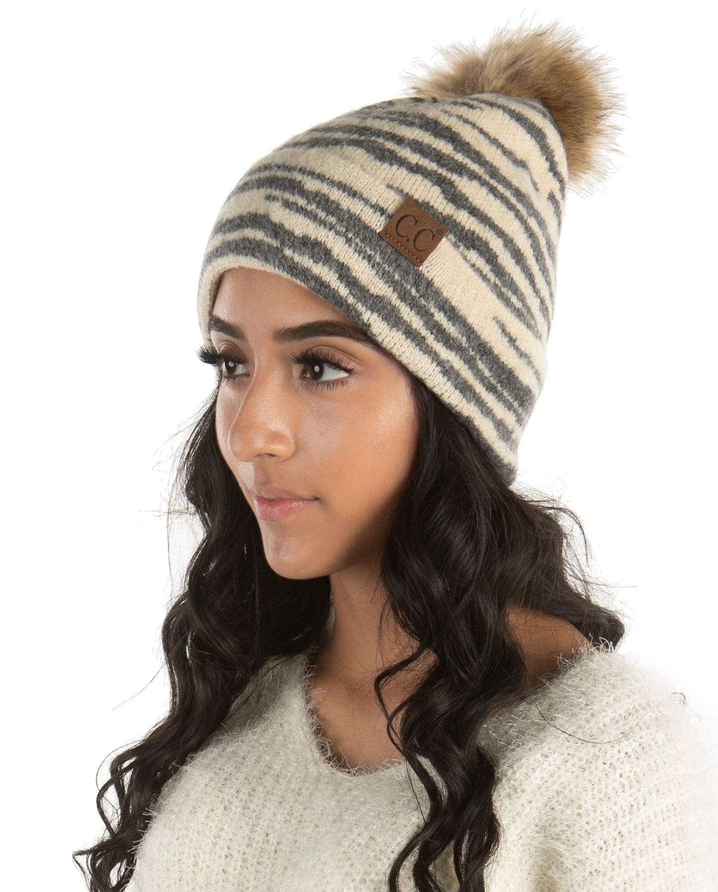 Animal Print Pom Beanie by Funky Junque