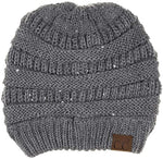 C.C. Classic Fit Cable Knit Beanie - Sequin