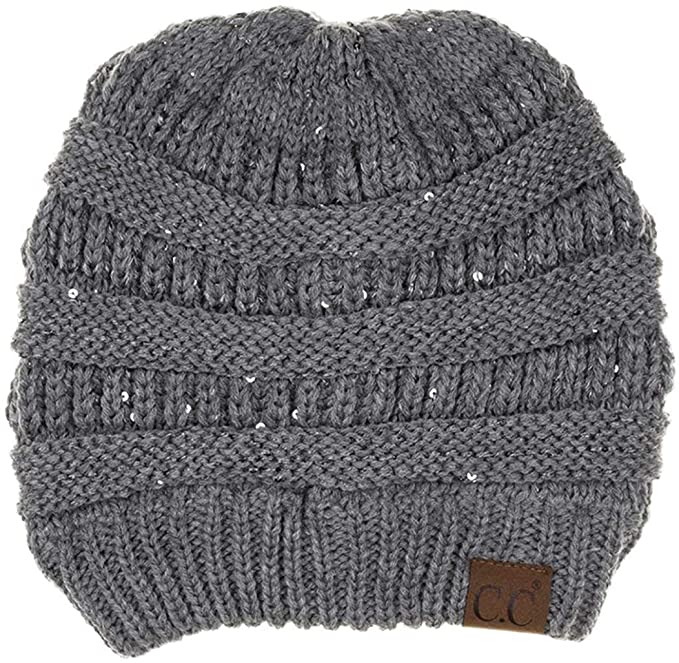 C.C. Classic Fit Cable Knit Beanie - Sequin