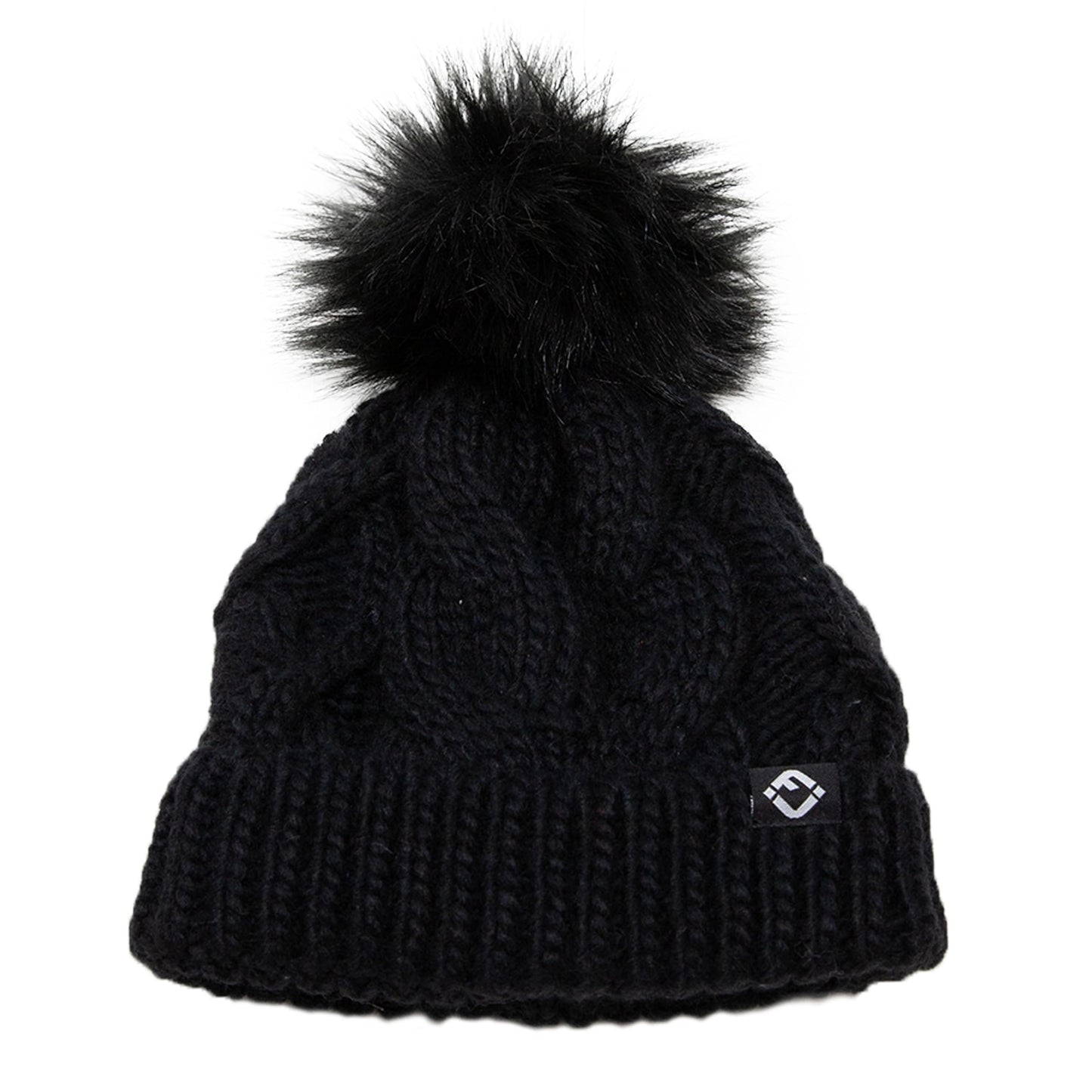 Baby Cable Knit Fleece Lined Pom Beanie by Funky Junque