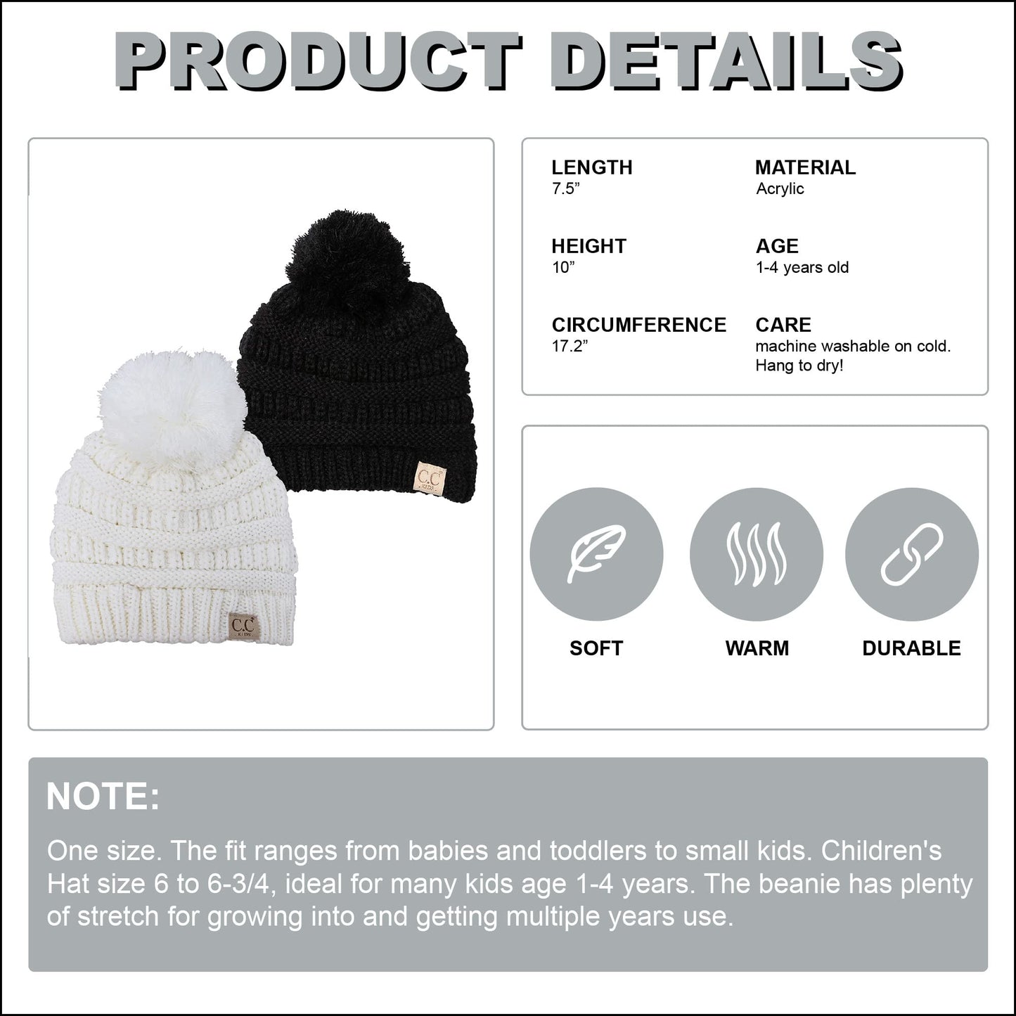 Kids Pom Beanie by Funky Junque