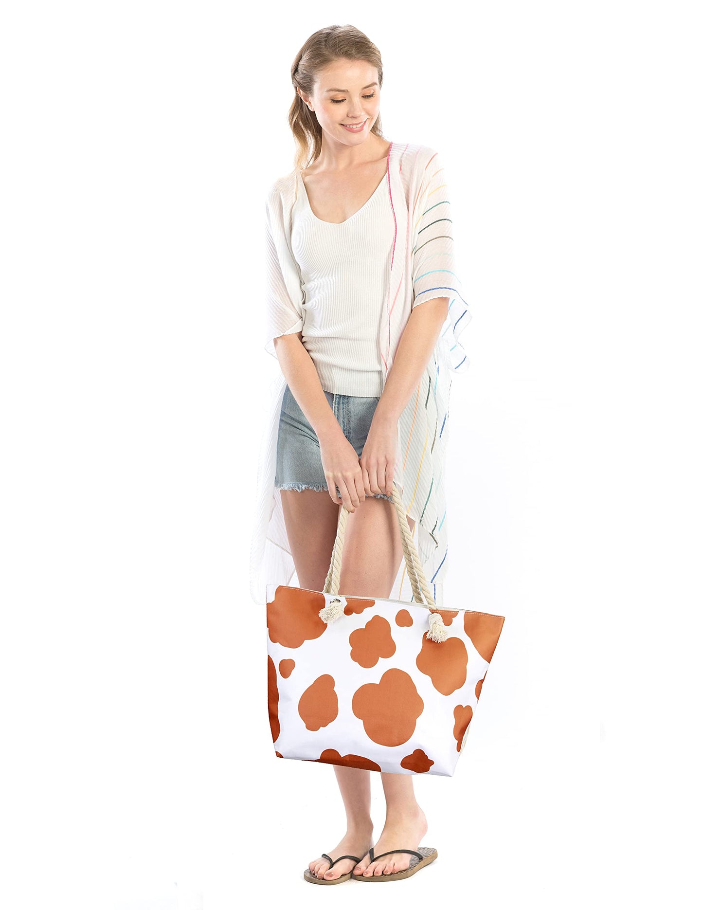 Cattle Print Beach Tote by Funky Junque