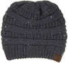 C.C. Classic Fit Cable Knit Beanie - Sequin