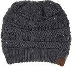 C.C. Classic Fit Cable Knit Beanie - Sequin
