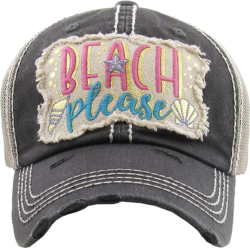 Distressed Patch Hat - Beach Please