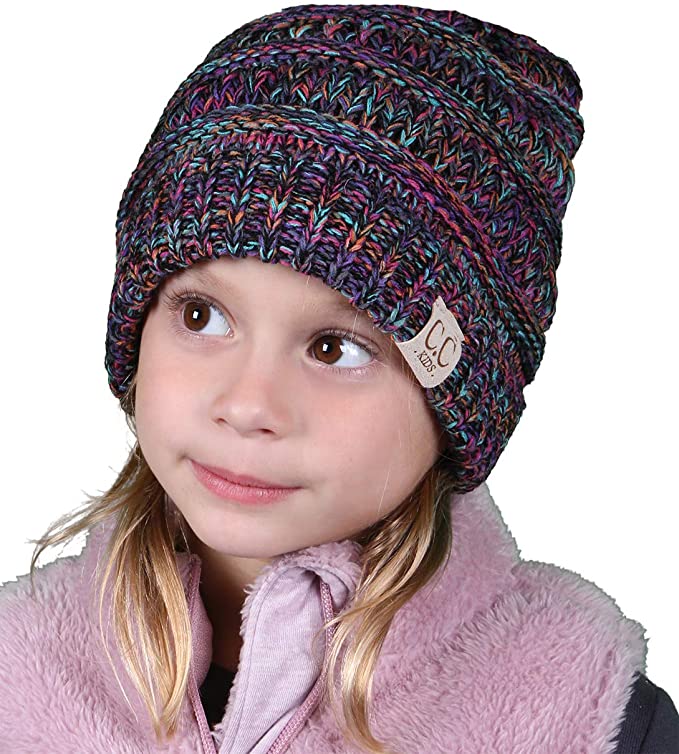 C.C. Kid's Classic Fit Cable Knit Beanie - Tricolor