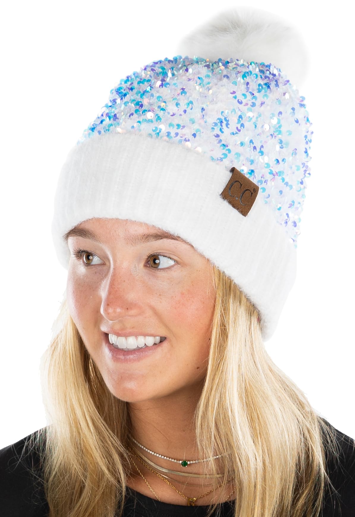 Chunky Sequin Pom Beanie by Funky Junque