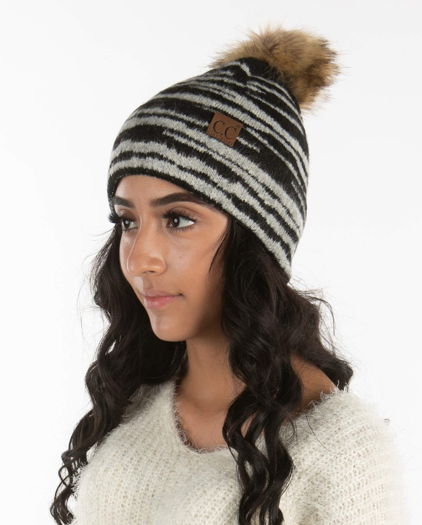 Animal Print Pom Beanie by Funky Junque