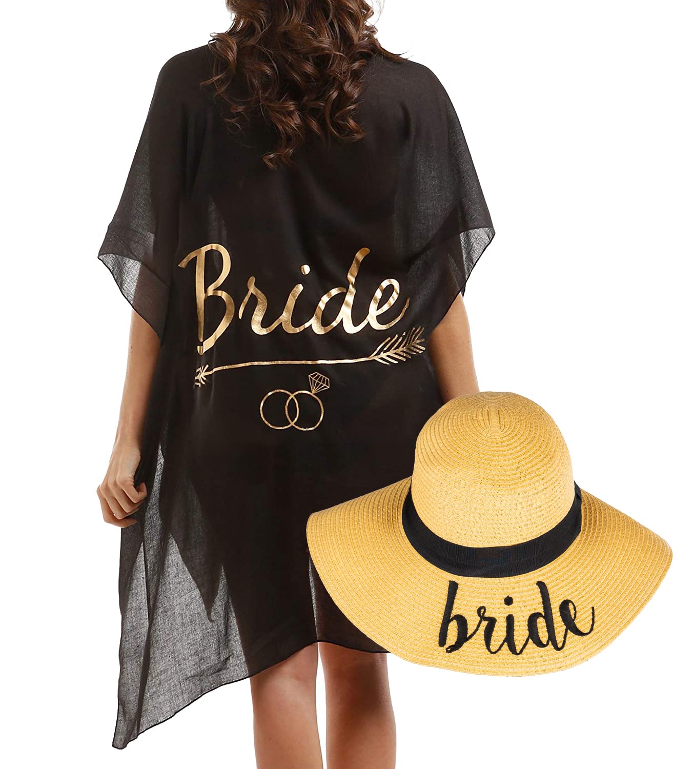 Funky Junque Womens Beach Sun Hat Cover Up Bridal Bride Tribe Maid of Honor Bundle