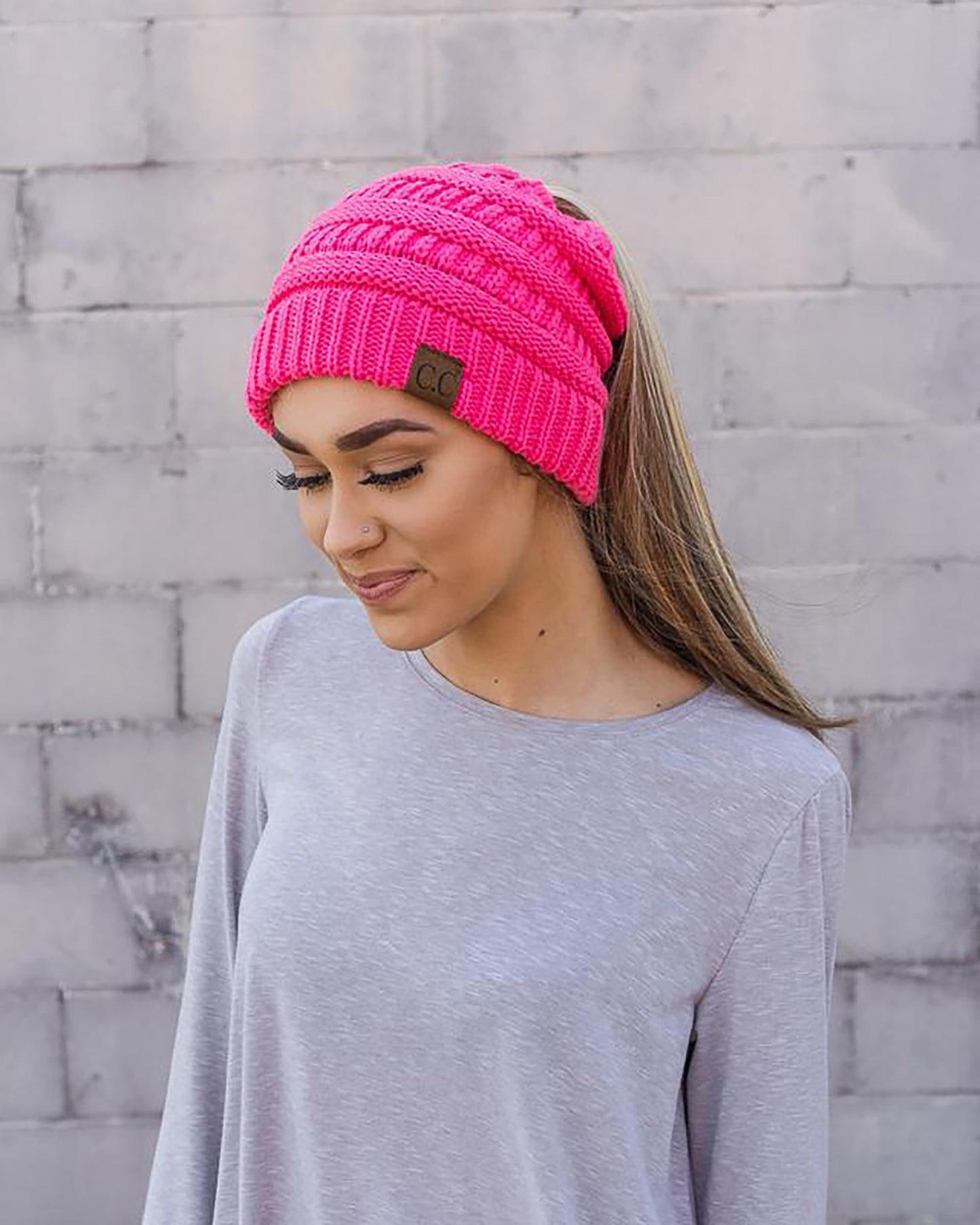 Ponytail Beanie & Gloves Matching Set by Funky Junque