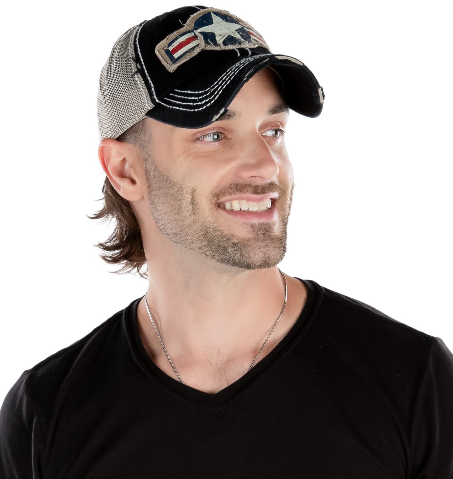 Air Force Star Distressed Baseball Cap by Funky Junque