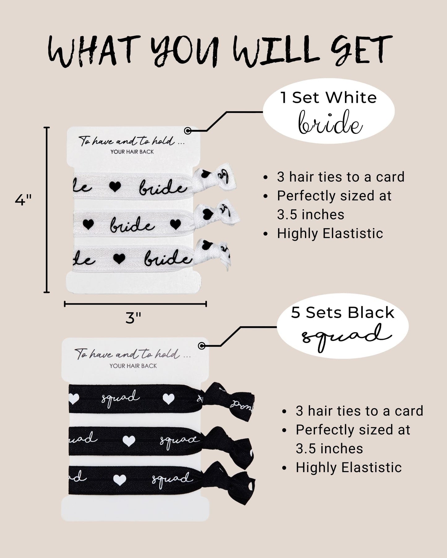 Bridal Party Hair Ties Set by Funky Junque