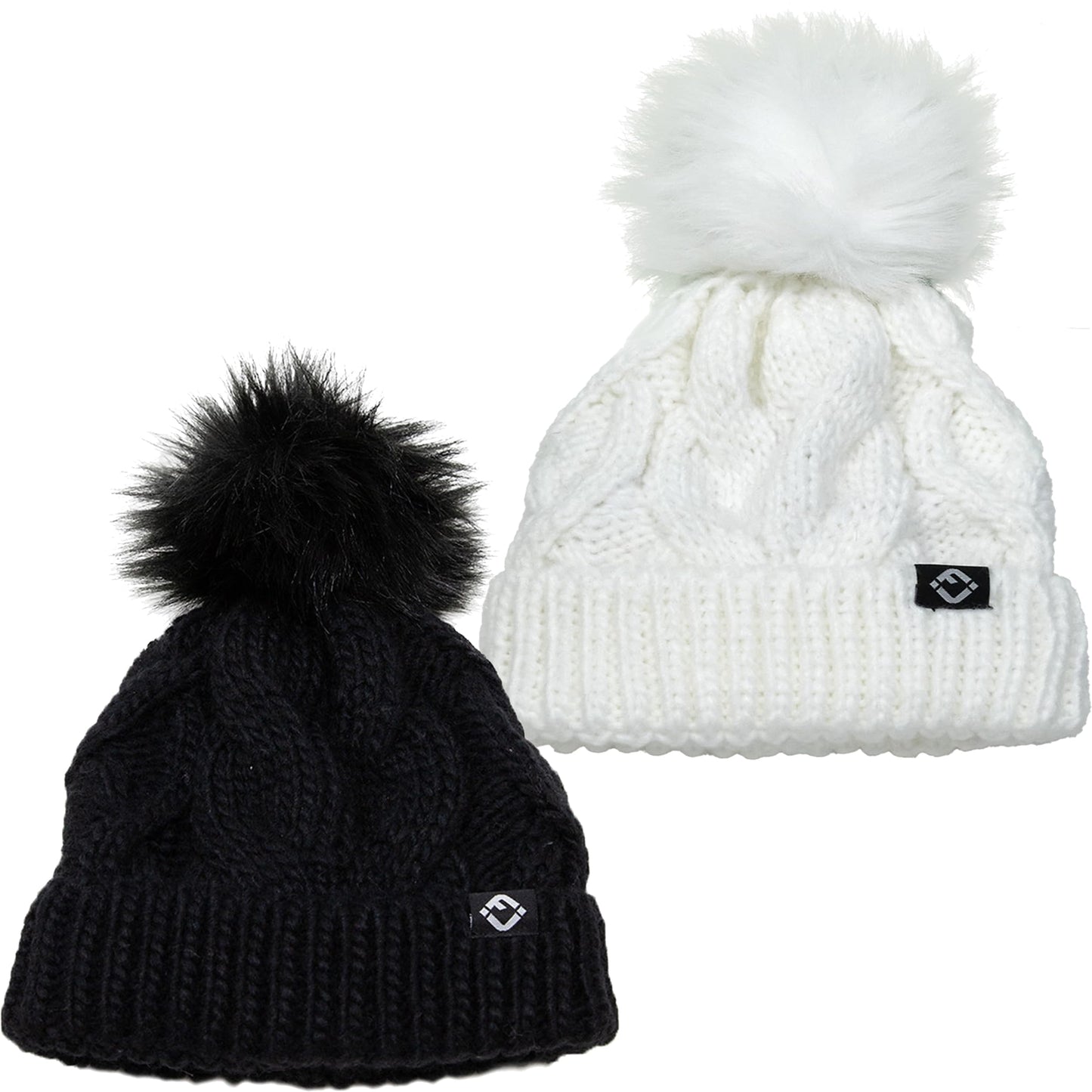 Baby Cable Knit Fleece Lined Pom Beanie by Funky Junque