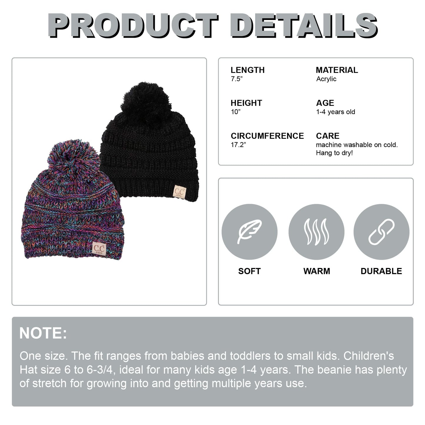 Kids Pom Beanie by Funky Junque