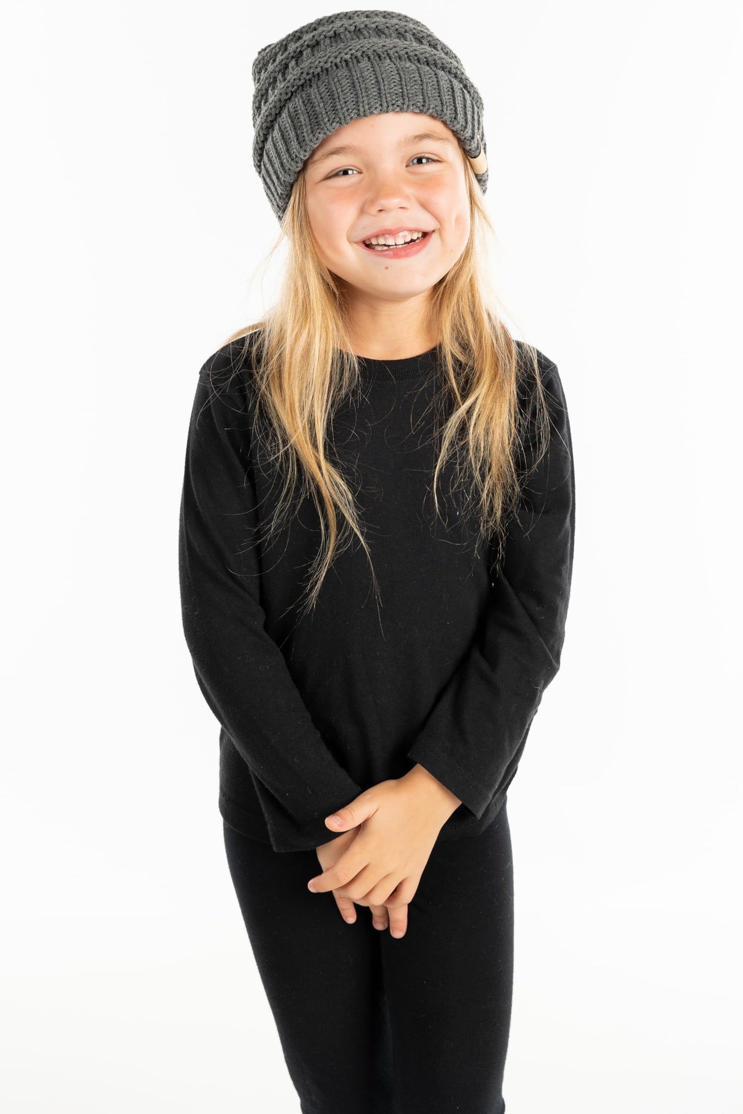 Big Kids Solid Ribbed Beanie Hat