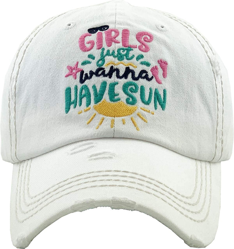 Distressed Patch Hat - Girls Just Wanna Have Sun