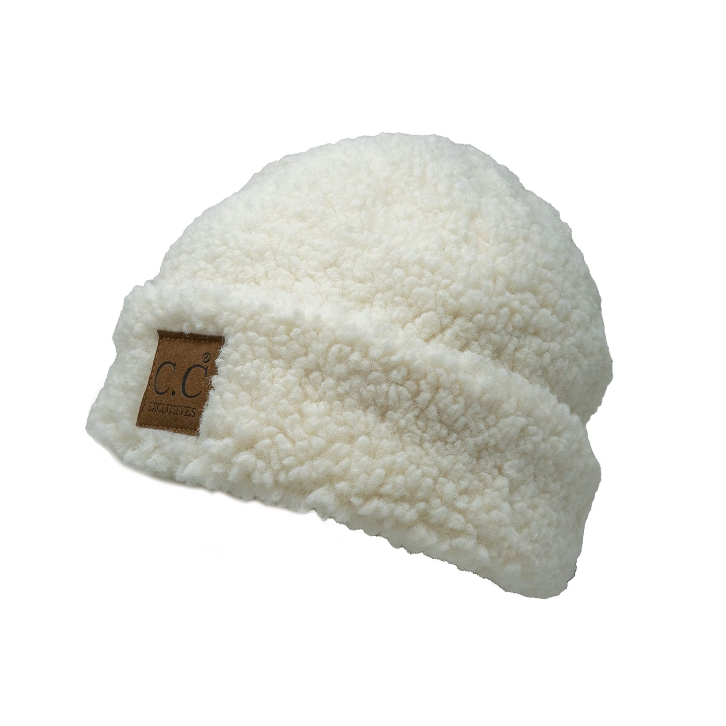 Women's Fuzzy Faux Wool Sherpa Double Layered Cuff Plush Beanie