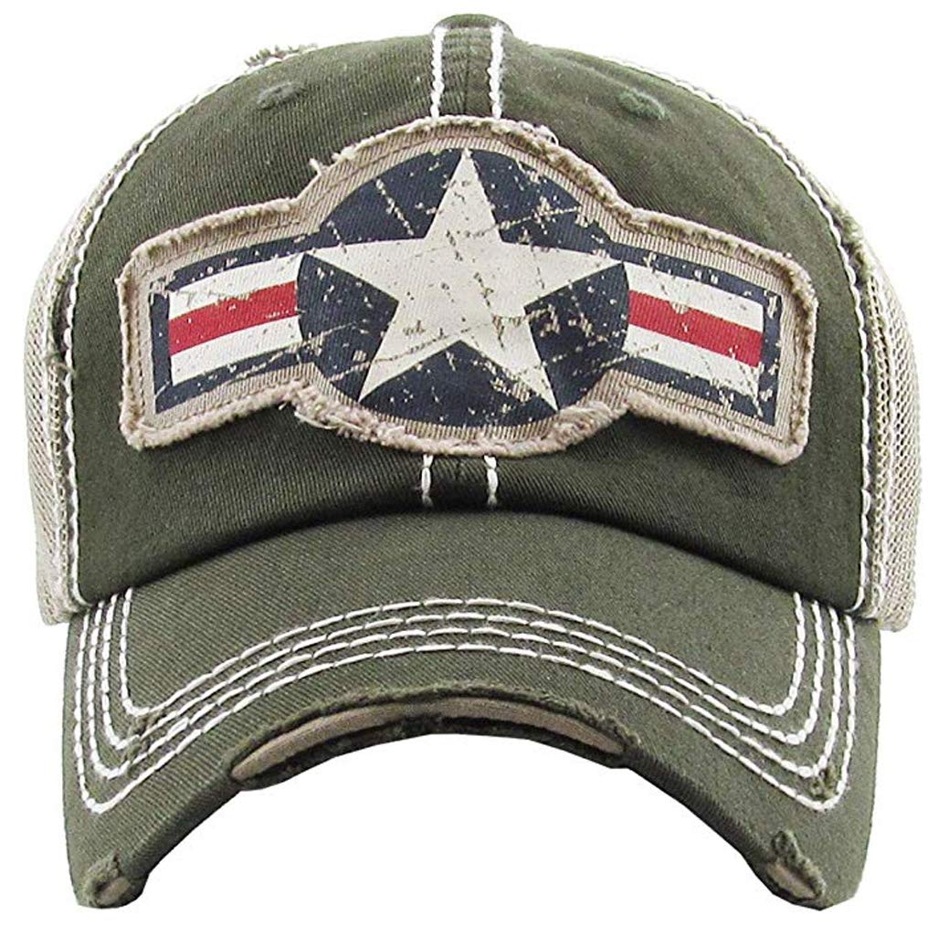 Air Force Star Distressed Baseball Cap by Funky Junque