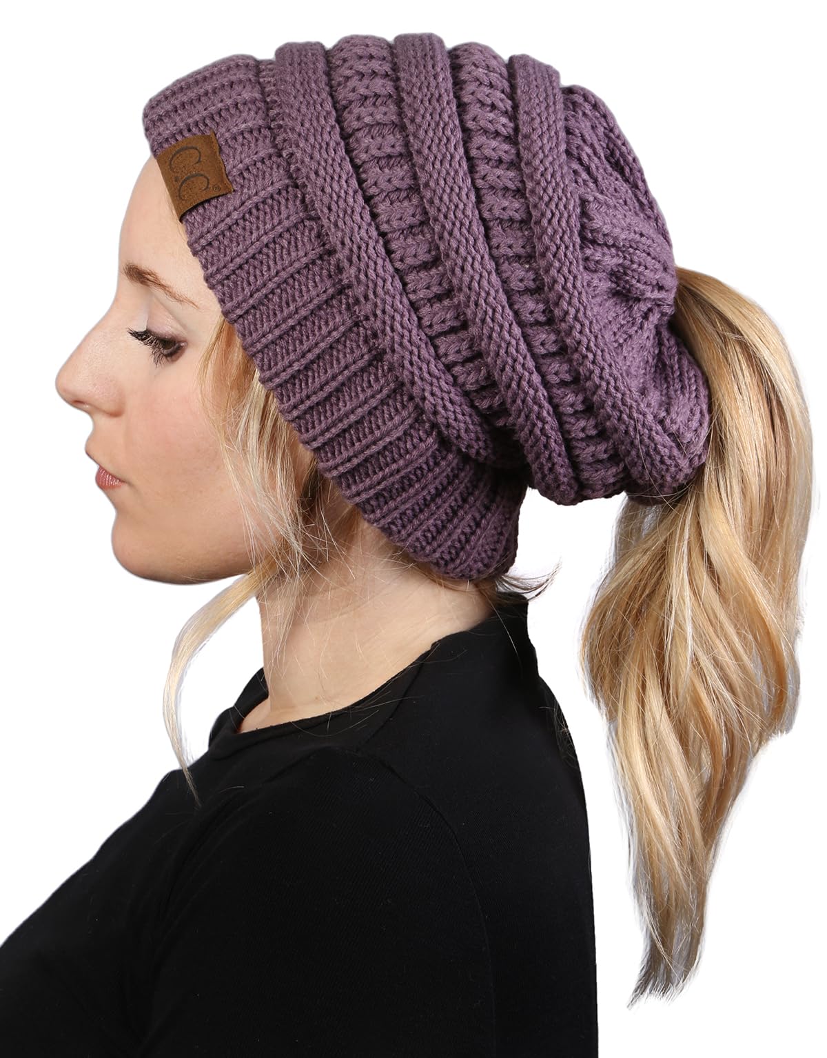 Ponytail Beanie & Gloves Matching Set by Funky Junque