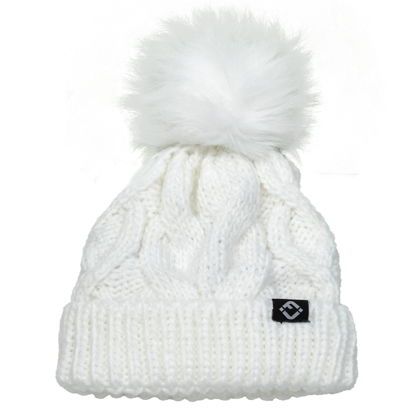 Baby Cable Knit Fleece Lined Pom Beanie by Funky Junque
