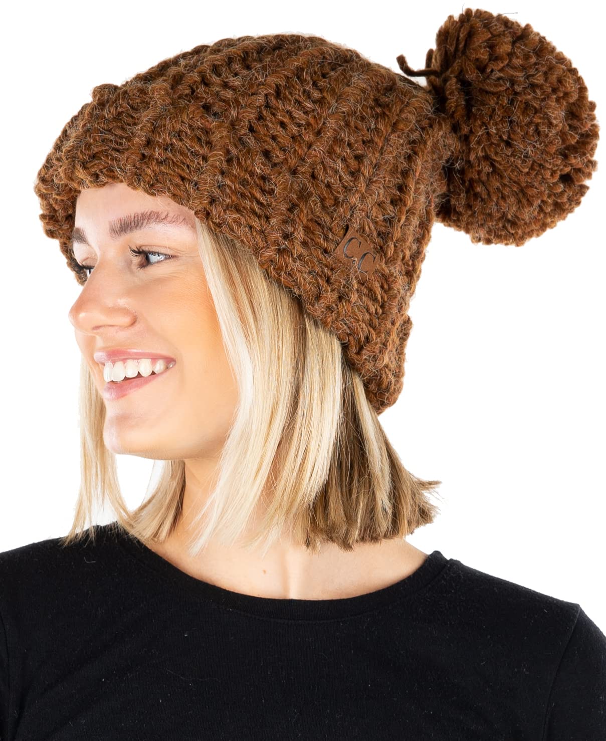 Chunky Knit Jumbo Yarn Pom Beanie by Funky Junque