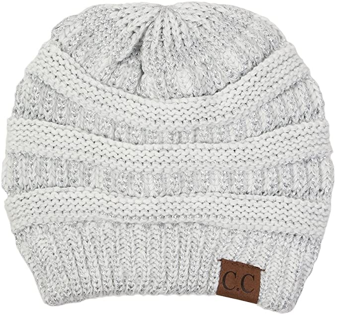 C.C. Classic Fit Cable Knit Beanie - Metallic