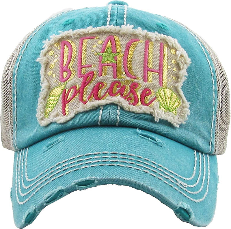 Distressed Patch Hat - Beach Please