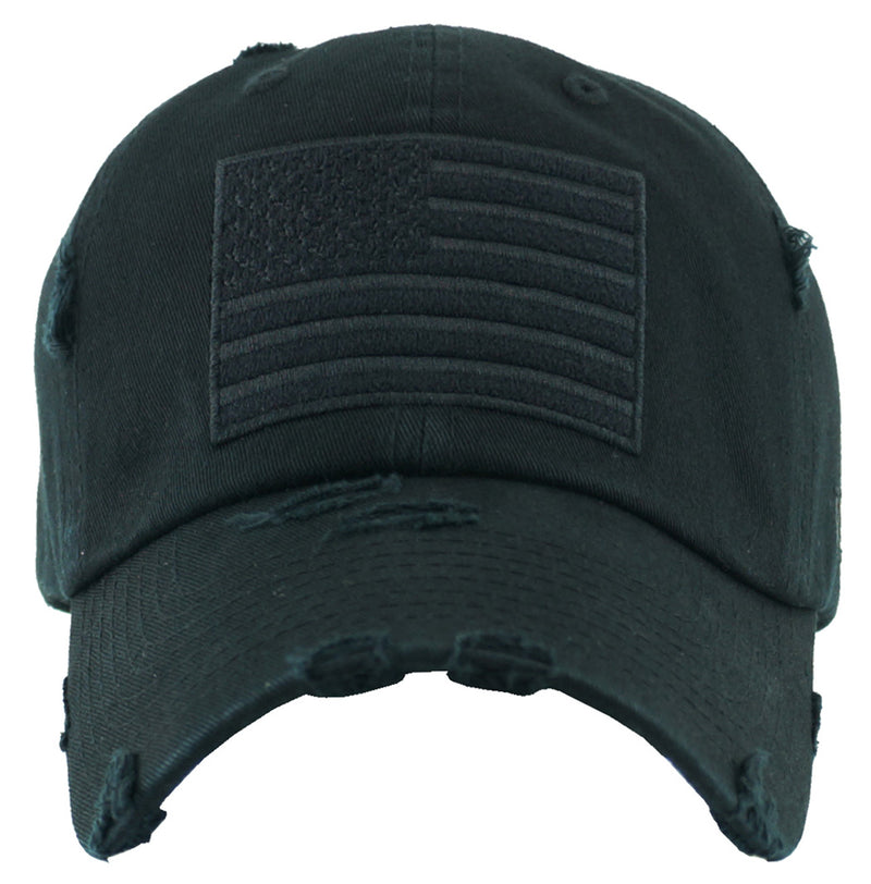 Distressed Baseball Cap -American Flag