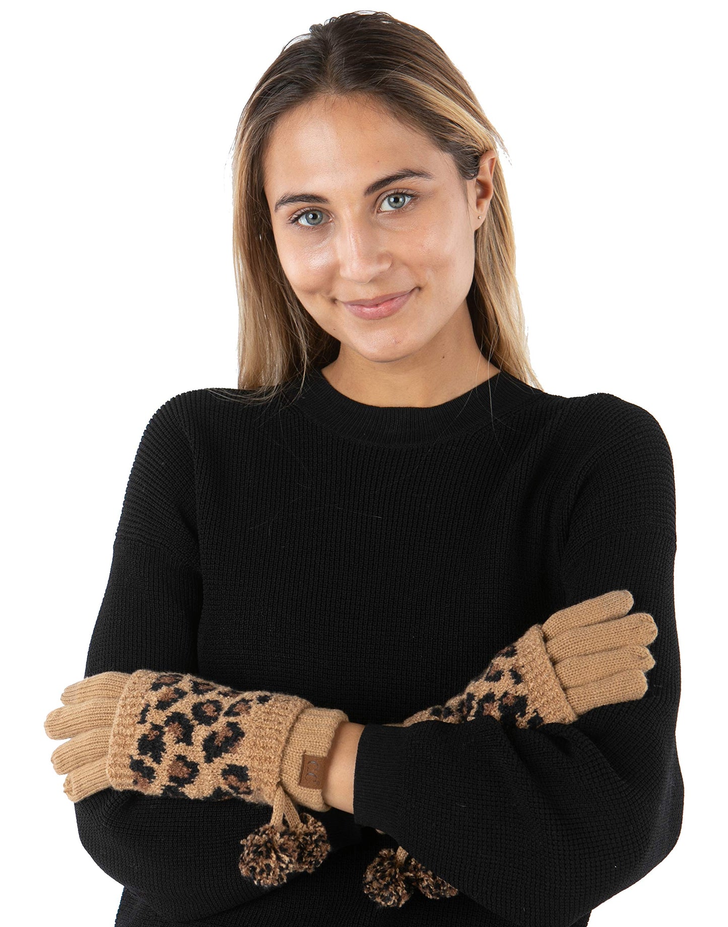 Leopard Print Pom Gloves by Funky Junque