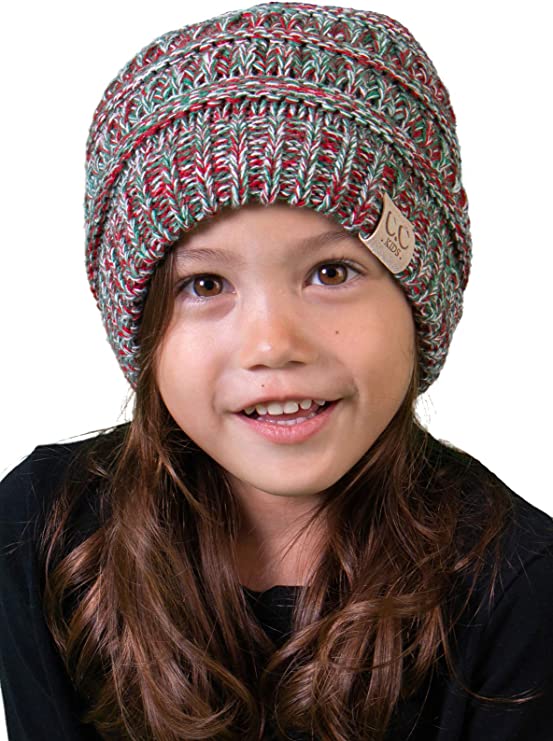 C.C. Kid's Classic Fit Cable Knit Beanie - Tricolor