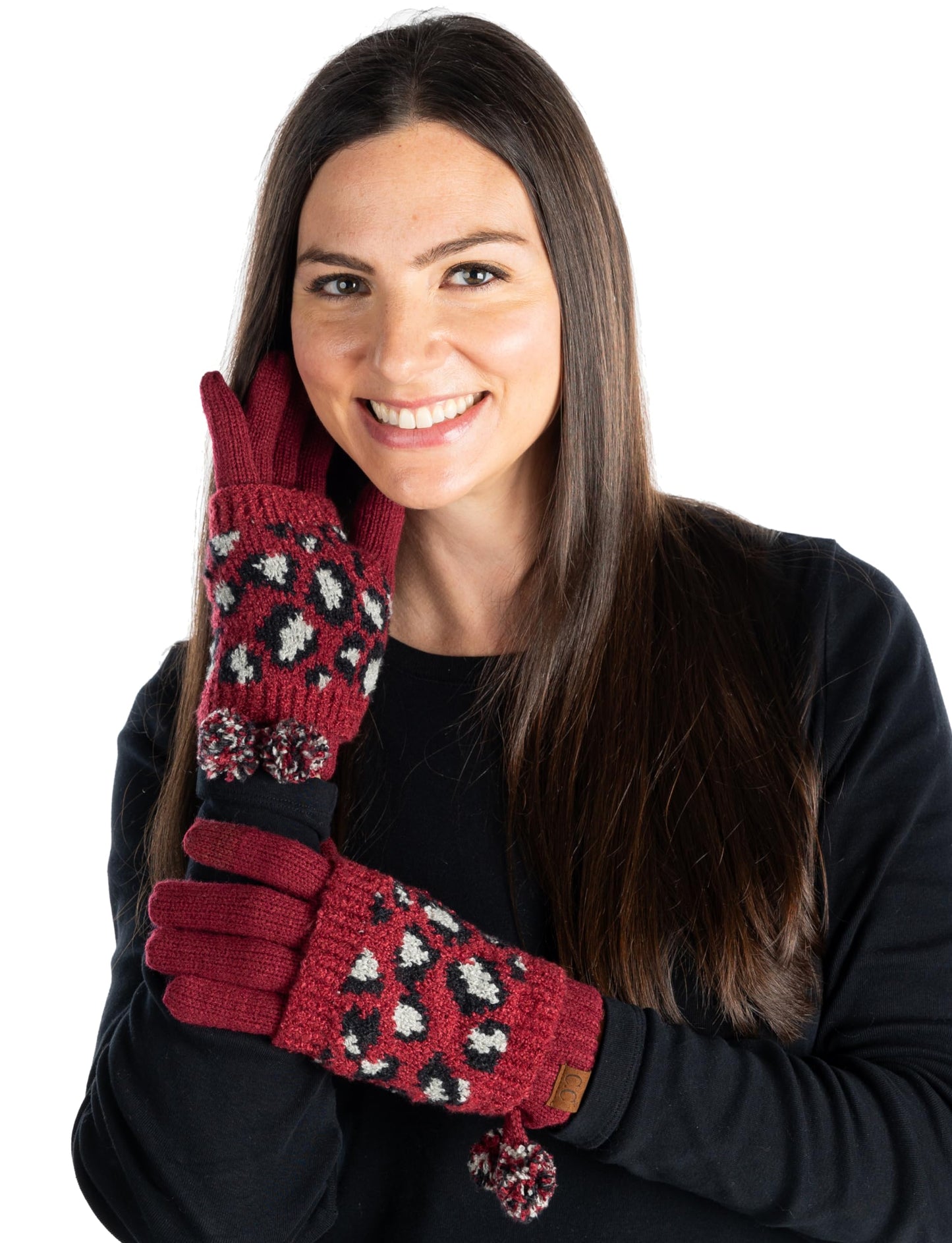 Leopard Print Pom Gloves by Funky Junque