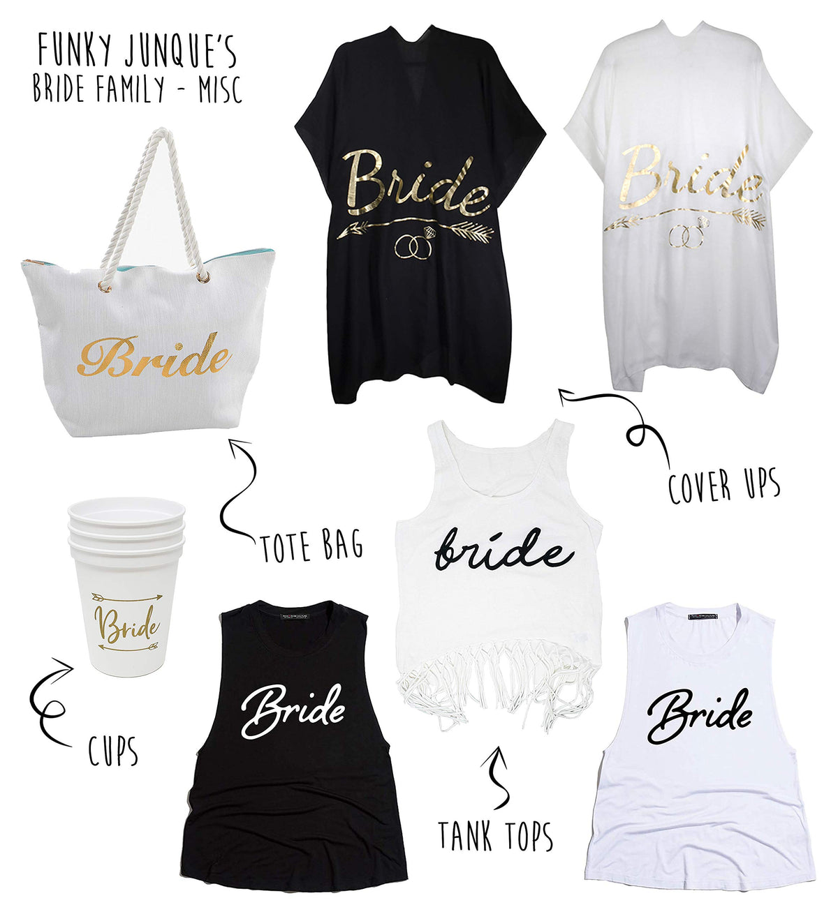 Funky Junque Womens Bride Tank Top Wifey Bridal Wedding Bachelorette Party Shirt