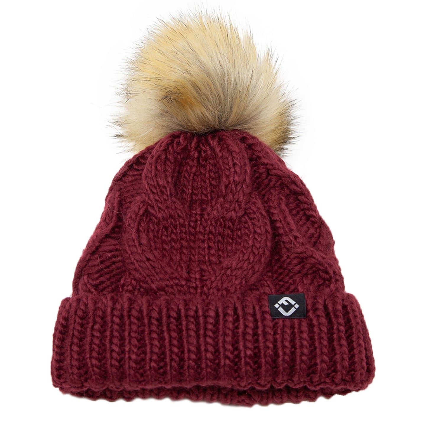 Baby Cable Knit Fleece Lined Pom Beanie by Funky Junque
