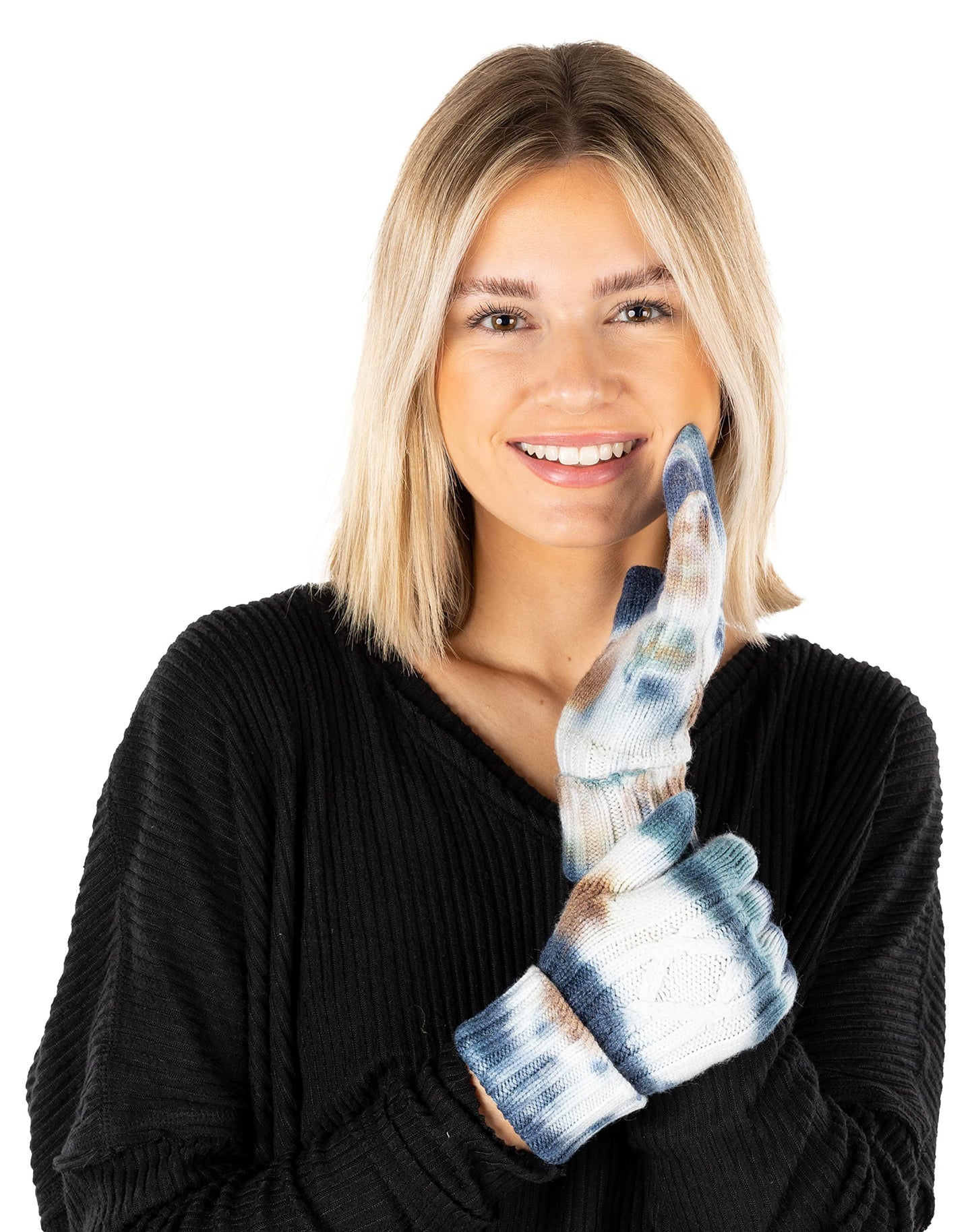 Tie Dye Cable Knit Gloves by Funky Junque