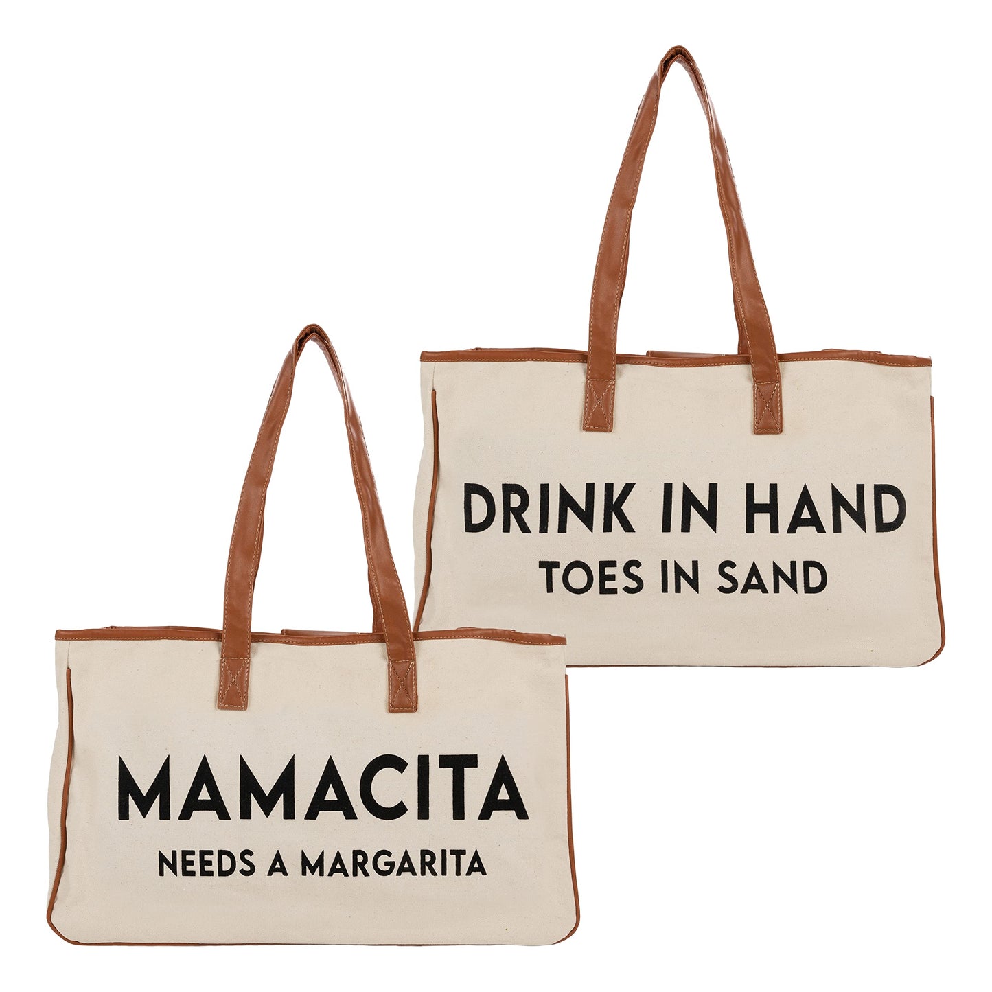 Oversized Constructed Canvas Cotton Tote Bag by Funky Junque