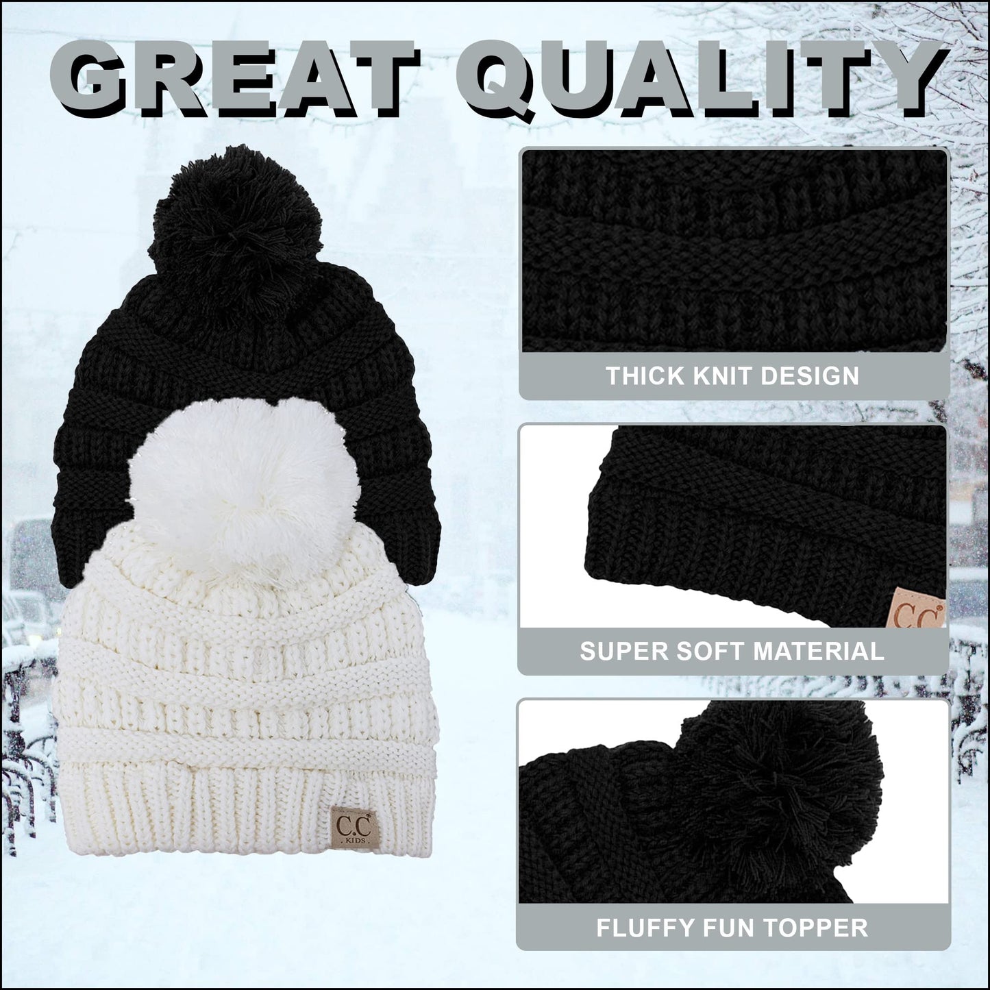 Kids Pom Beanie by Funky Junque