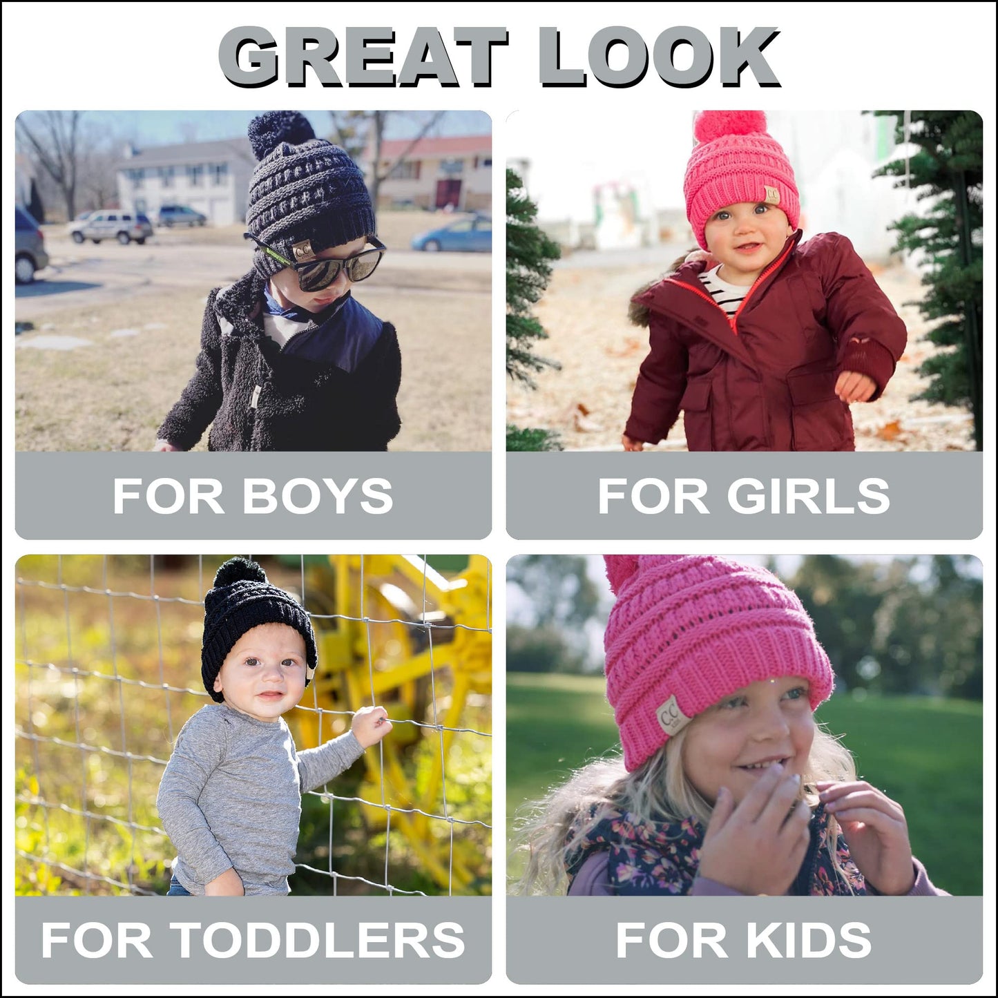 Kids Pom Beanie by Funky Junque