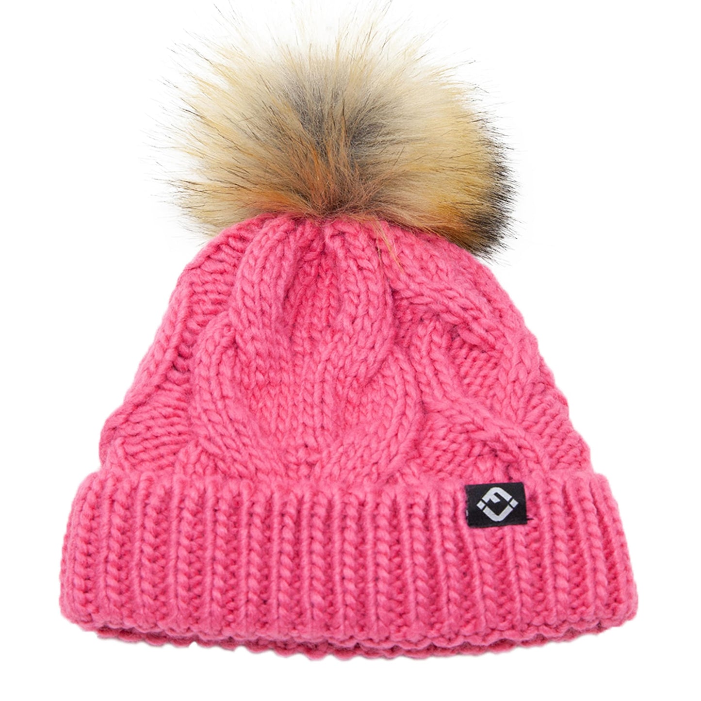 Baby Cable Knit Fleece Lined Pom Beanie by Funky Junque