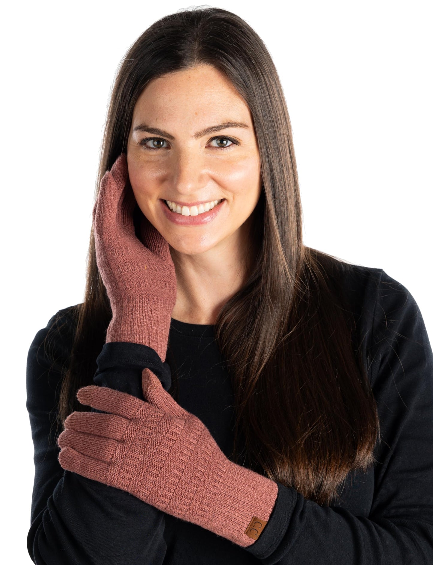 Garter Knit Slim Smart Tip Gloves by Funky Junque