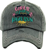 Distressed Patch Hat - Girls Just Wanna Have Sun