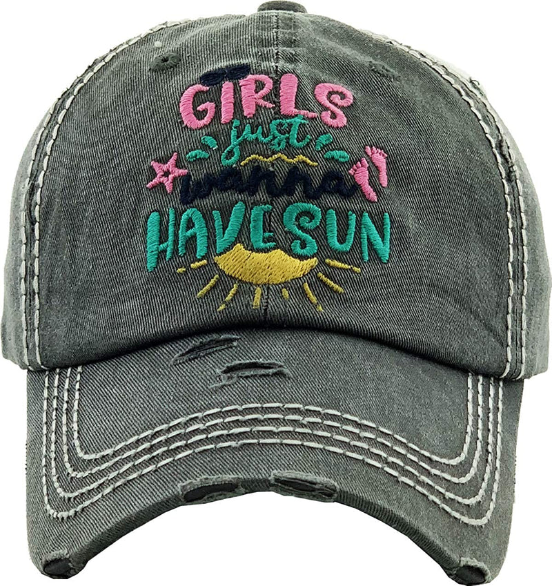 Distressed Patch Hat - Girls Just Wanna Have Sun