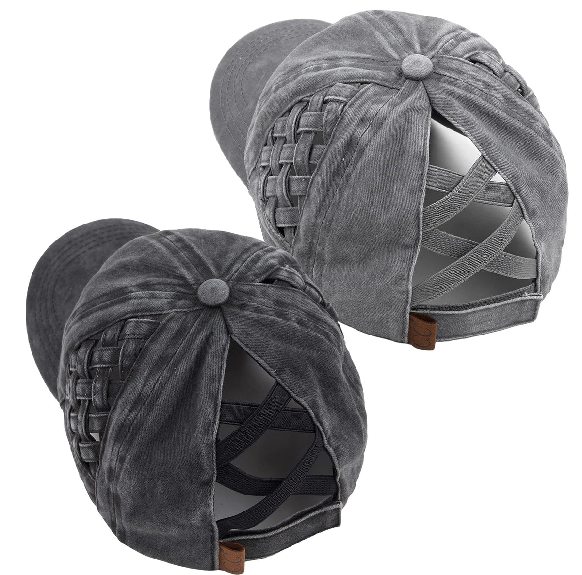 Funky Junque Criss Cross Hat Womens Baseball Cap Distressed Ponytail Messy Bun Trucker Ponycap