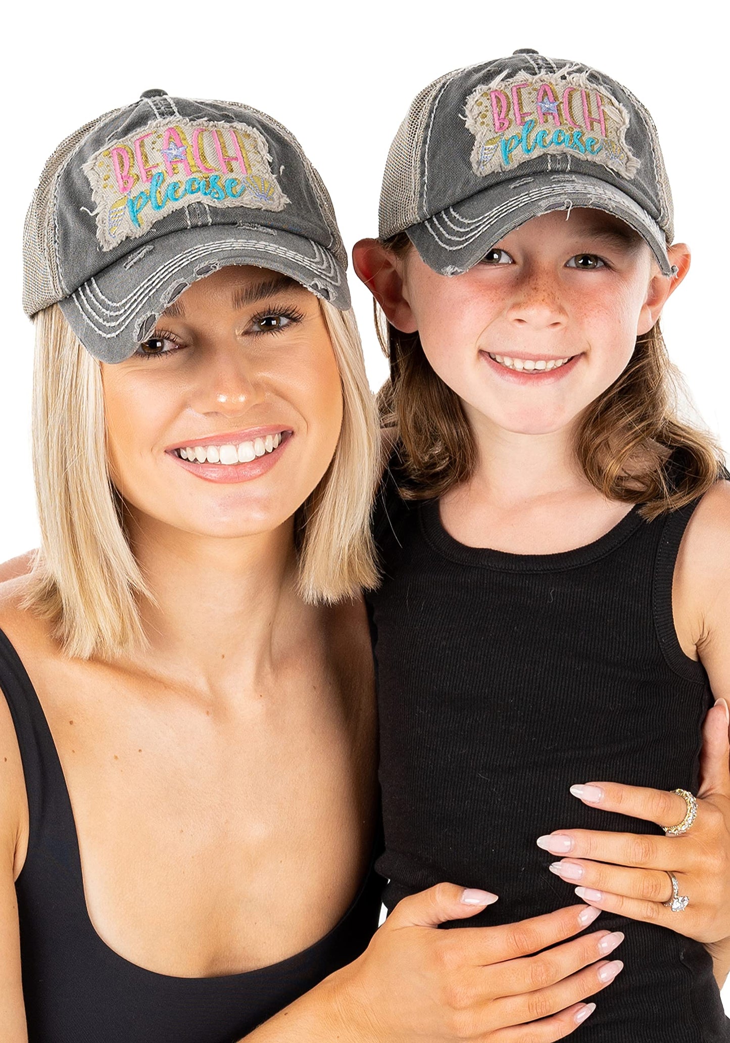 Funky Junque Mommy and Me Unconstructed Embroidered Baseball Hat