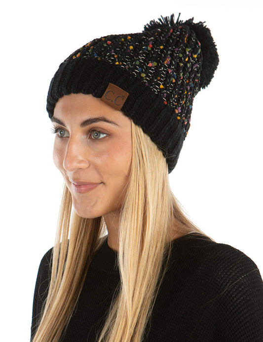 Chenille Confetti Knit Pom Beanie by Funky Junque