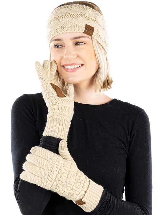 Lined Headband & Gloves Matching Set by Funky Junque