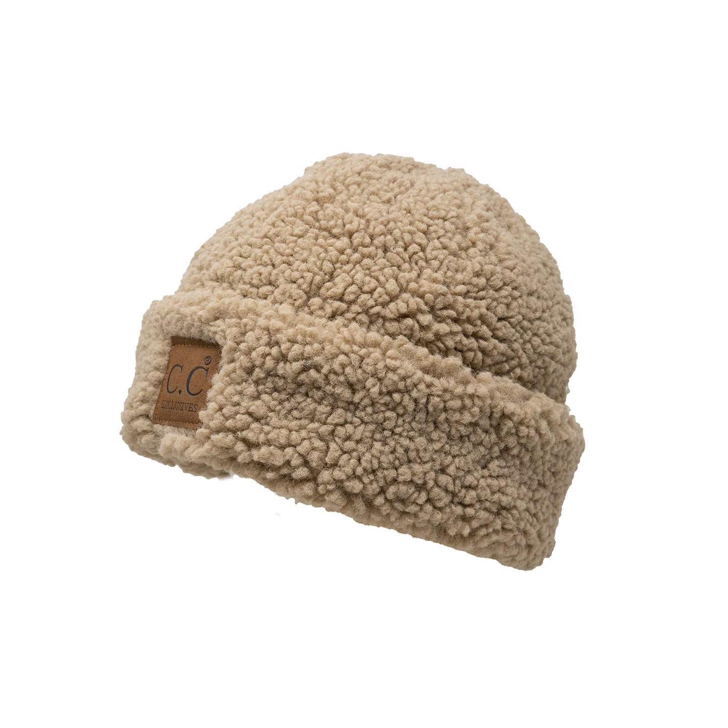 Women's Fuzzy Faux Wool Sherpa Double Layered Cuff Plush Beanie