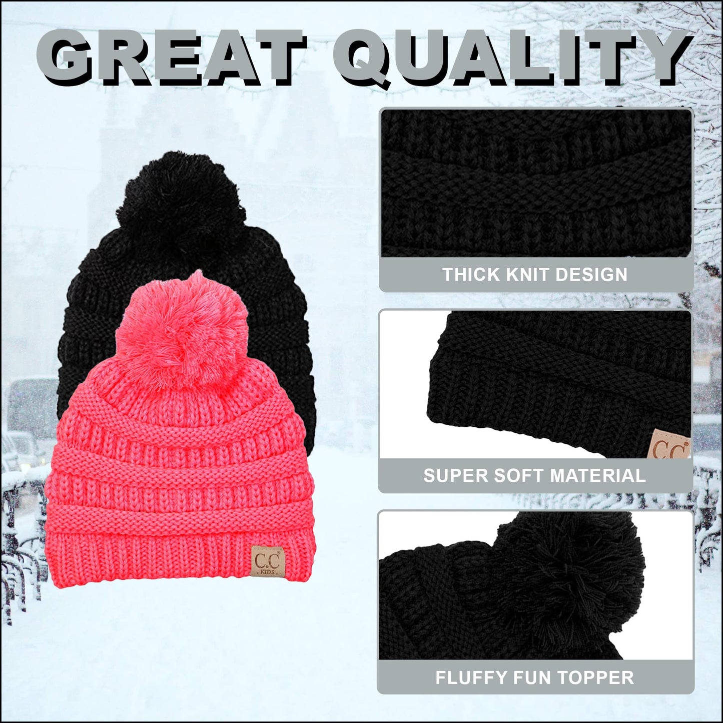 Kids Pom Beanie by Funky Junque