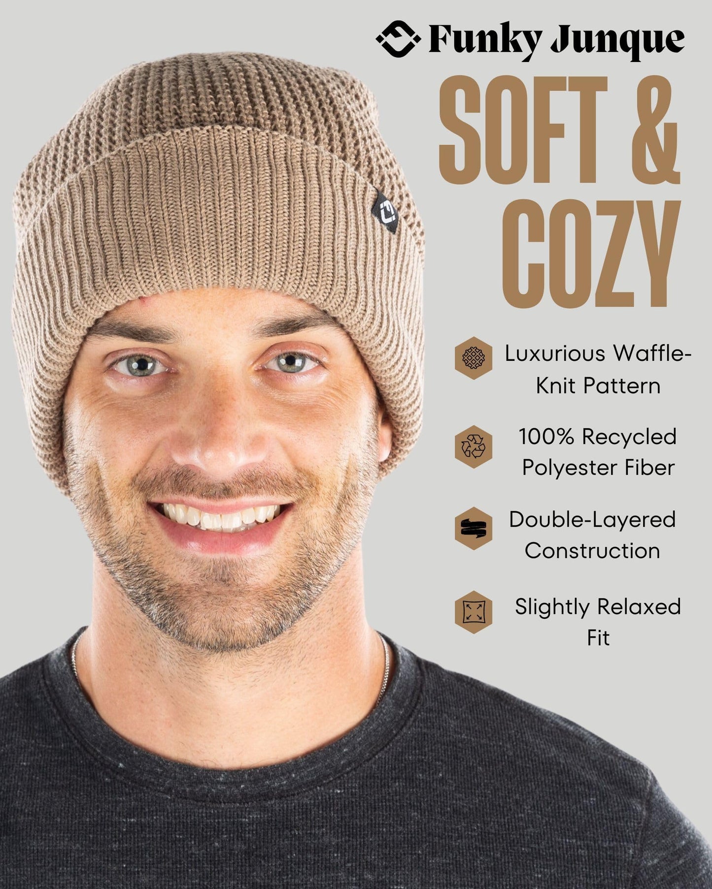 Waffle Knit Double Layer Beanie by Funky Junque
