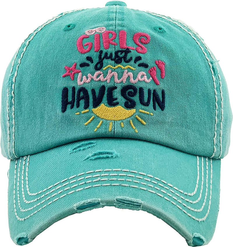 Distressed Patch Hat - Girls Just Wanna Have Sun